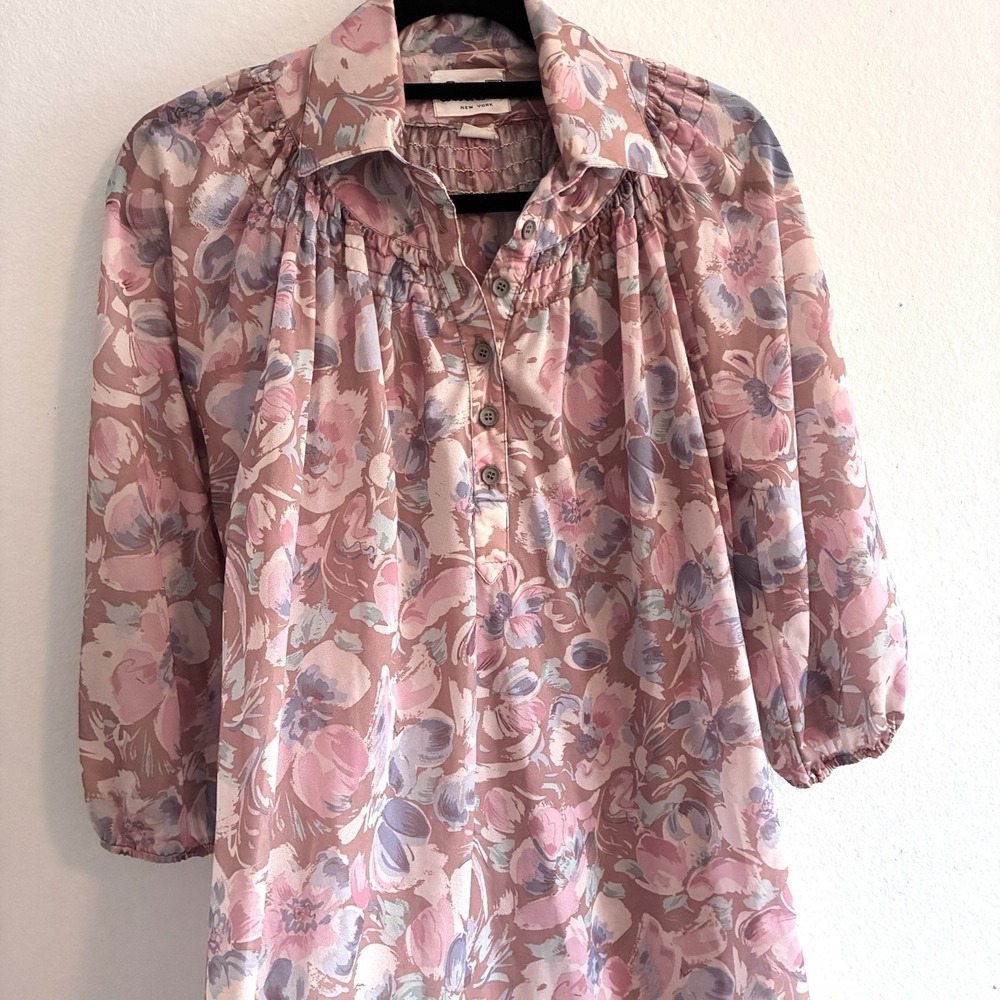 Vintage ACT I Floral Pink Semi-Sheer Midi Dress Cottagecore Mumu Granny Medium